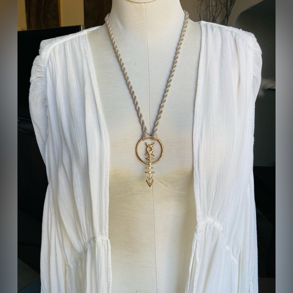 Custom Tribal Arrow Moon Brass Necklace free people hippie boho witchy goth - Picture 7 of 7